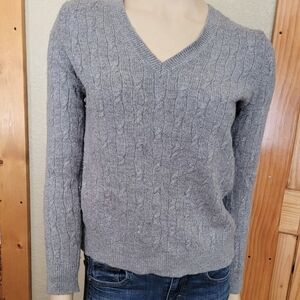 LOFT V-Neck Gray Sweater for Women